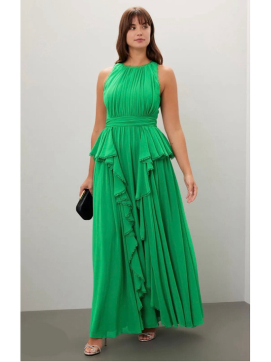 Badgley Mischka Dresses & Skirts - Badgley Mischka Plus Size Chiffon Tiered Ruffle Gown Dress